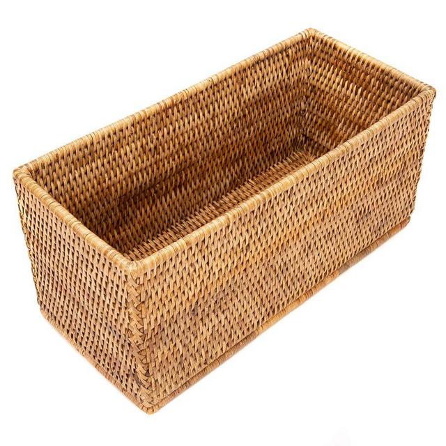 Tava Handwoven Rattan Rectangular Everything Basket, Natural