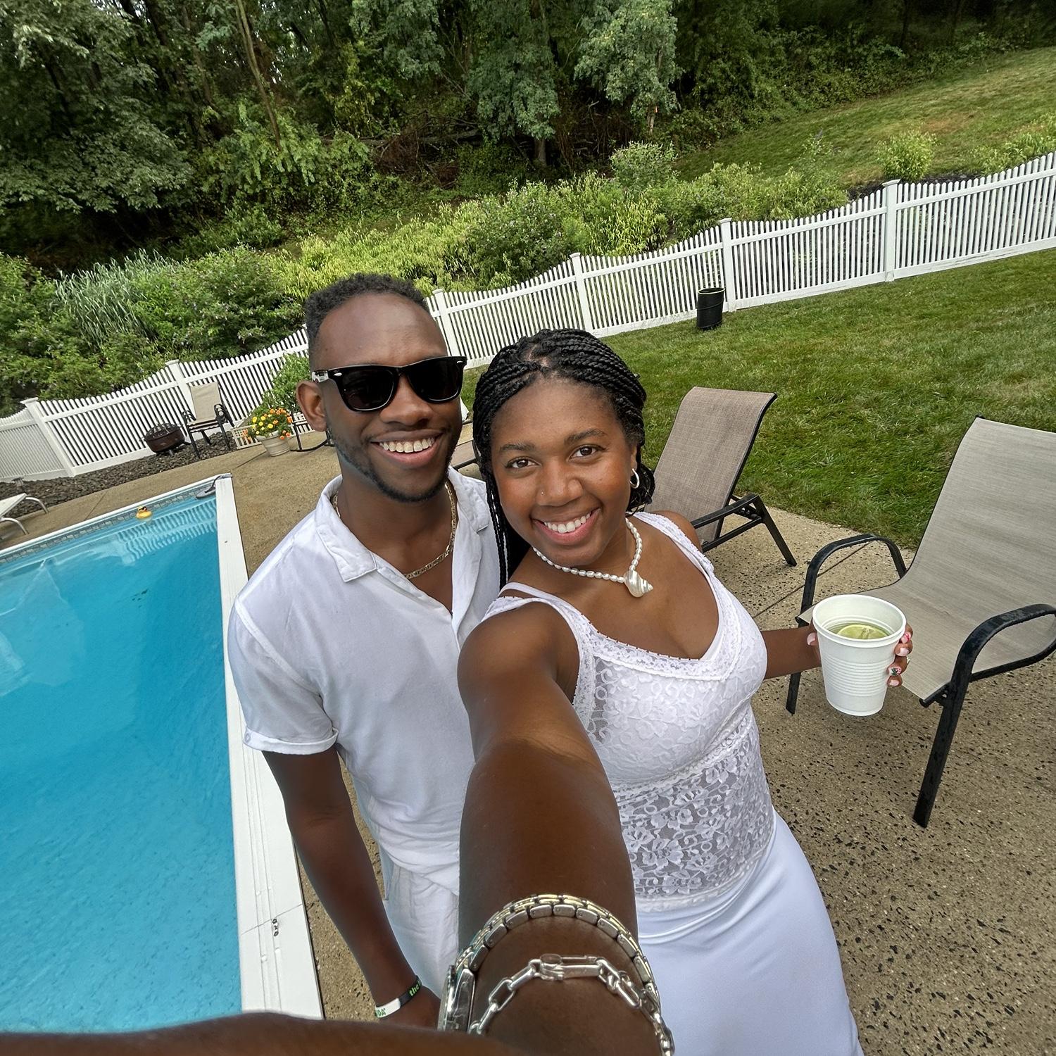 All white pool party fun