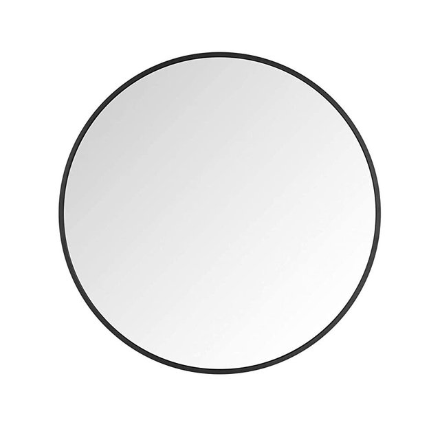 Villacola 36 Inches Round Wall Mirror, Decorative Brushed Aluminium Frame Circle Mirror for Bathroom, Entryway, Washroom, Living Room and More, Black