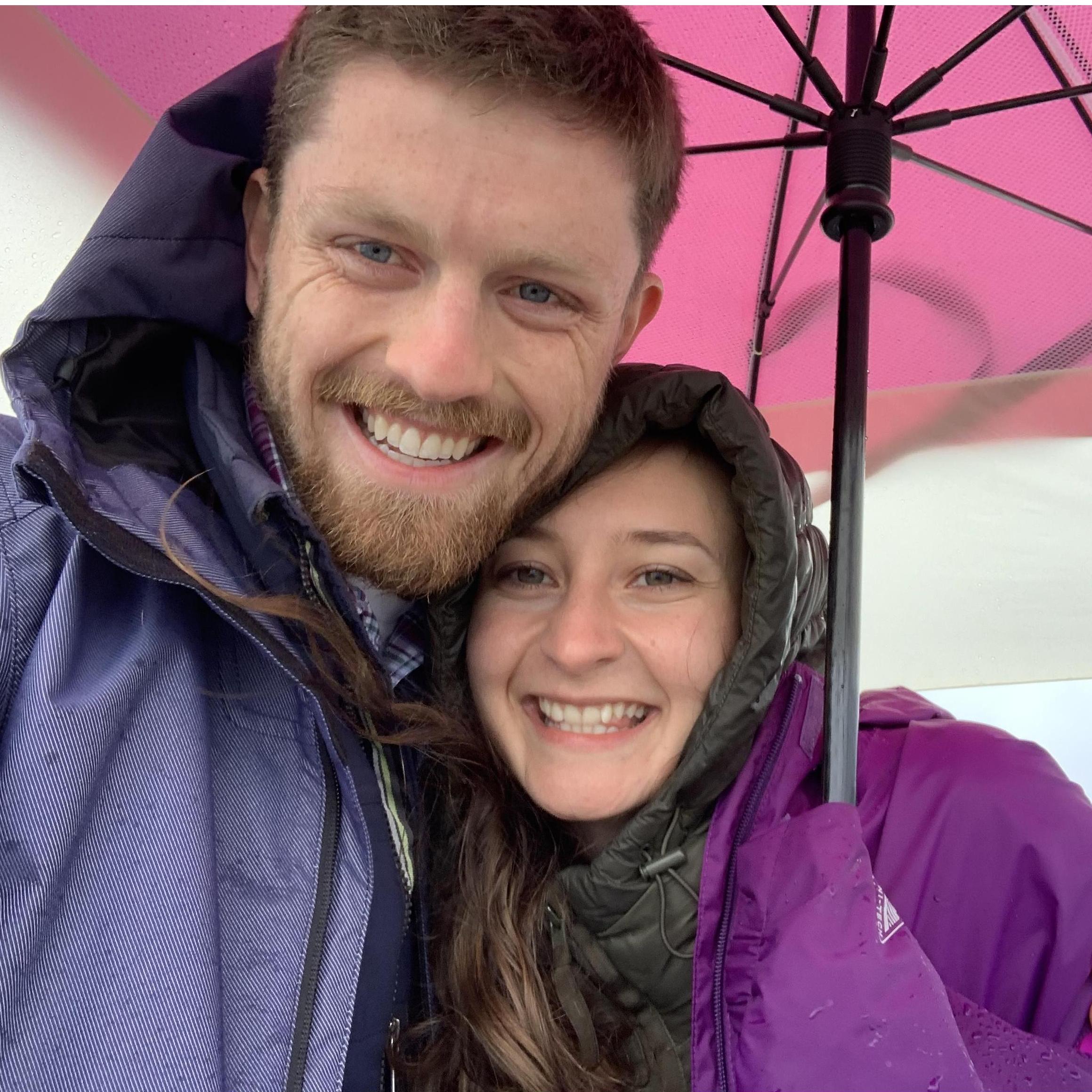 Precarious selfie snapped on a jetty on a rainy, windy day in Long Island.