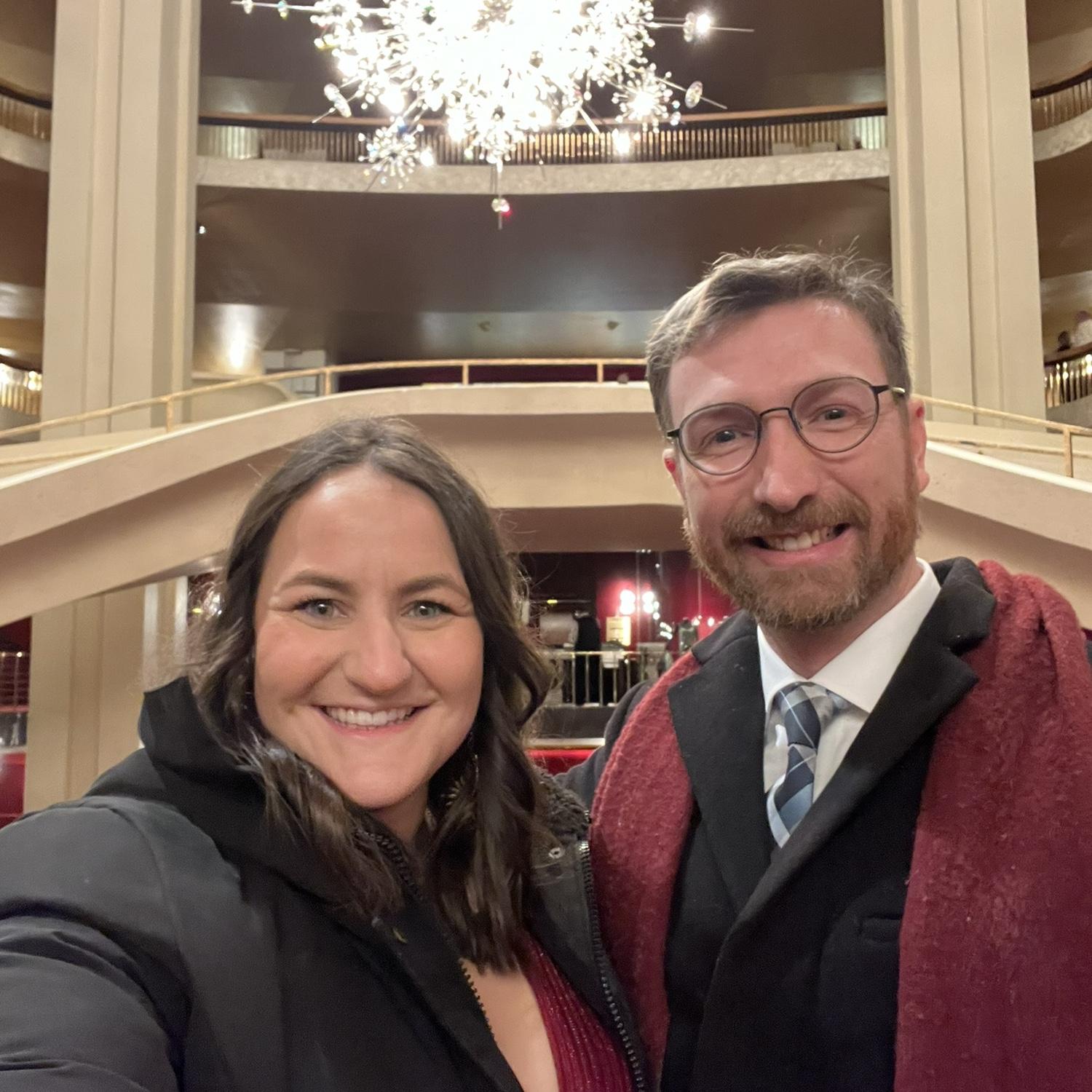 Still one of the fanciest dates either of them have ever been on. Watching Il Travitore at the MET Opera in NYC
