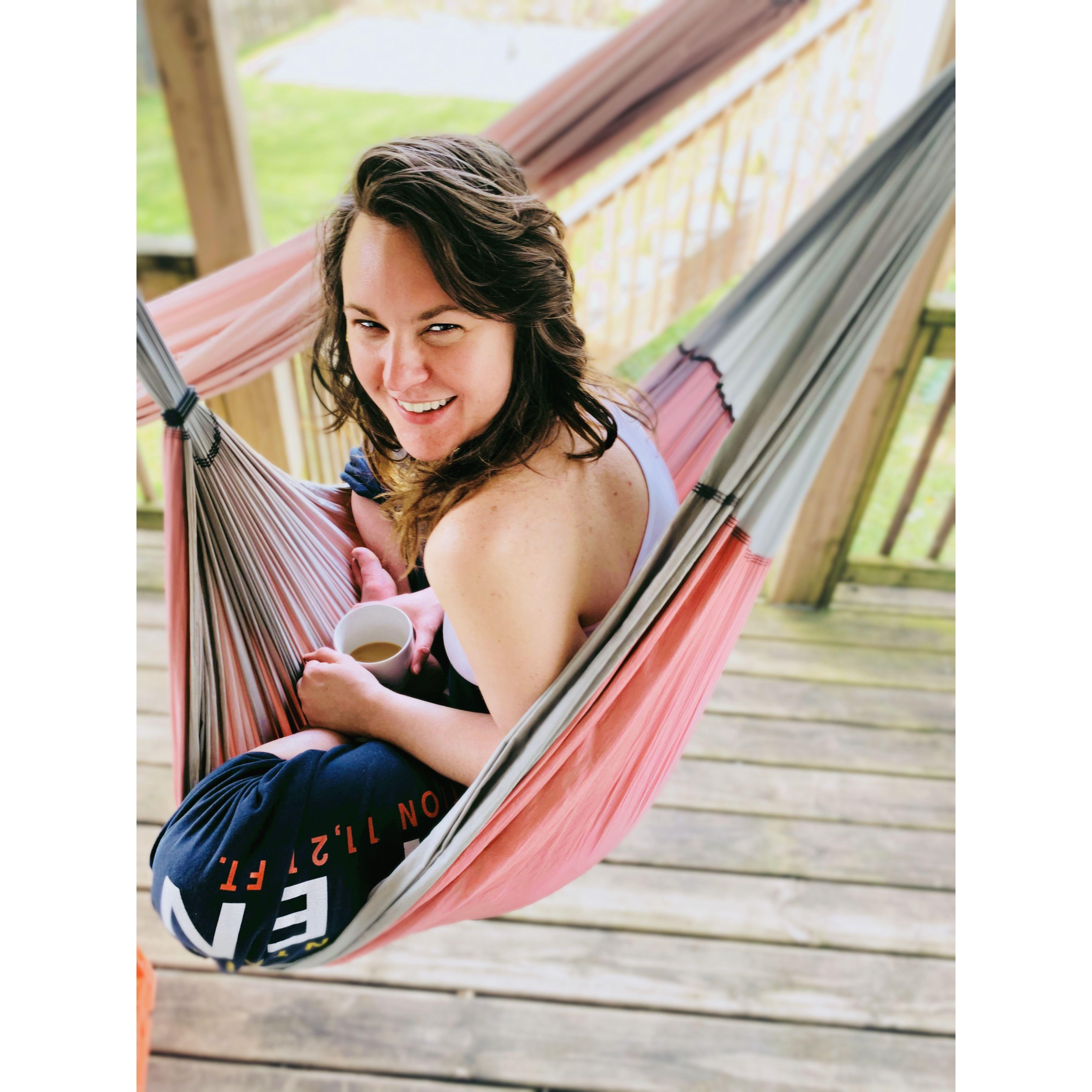 Before I moved to St. Jo, we would swing in hammocks on my back porch: photo by Dave