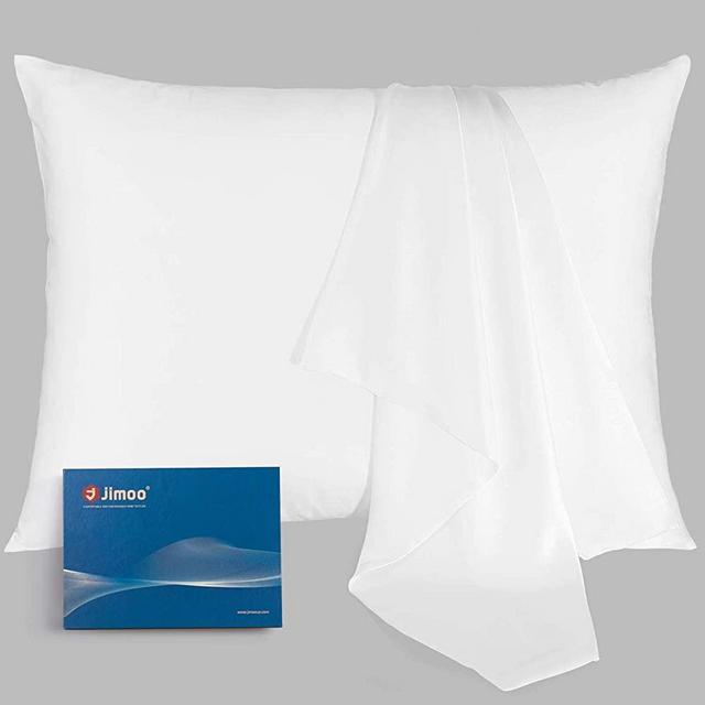 Natural Silk Pillowcase, for Hair and Skin with Hidden Zipper,22 Momme,600 Thread Count 100% Mulberry Silk, Soft Breathable Smooth Both Sided Silk Pillow Cover(White, Standard 20''×26'',1pc)