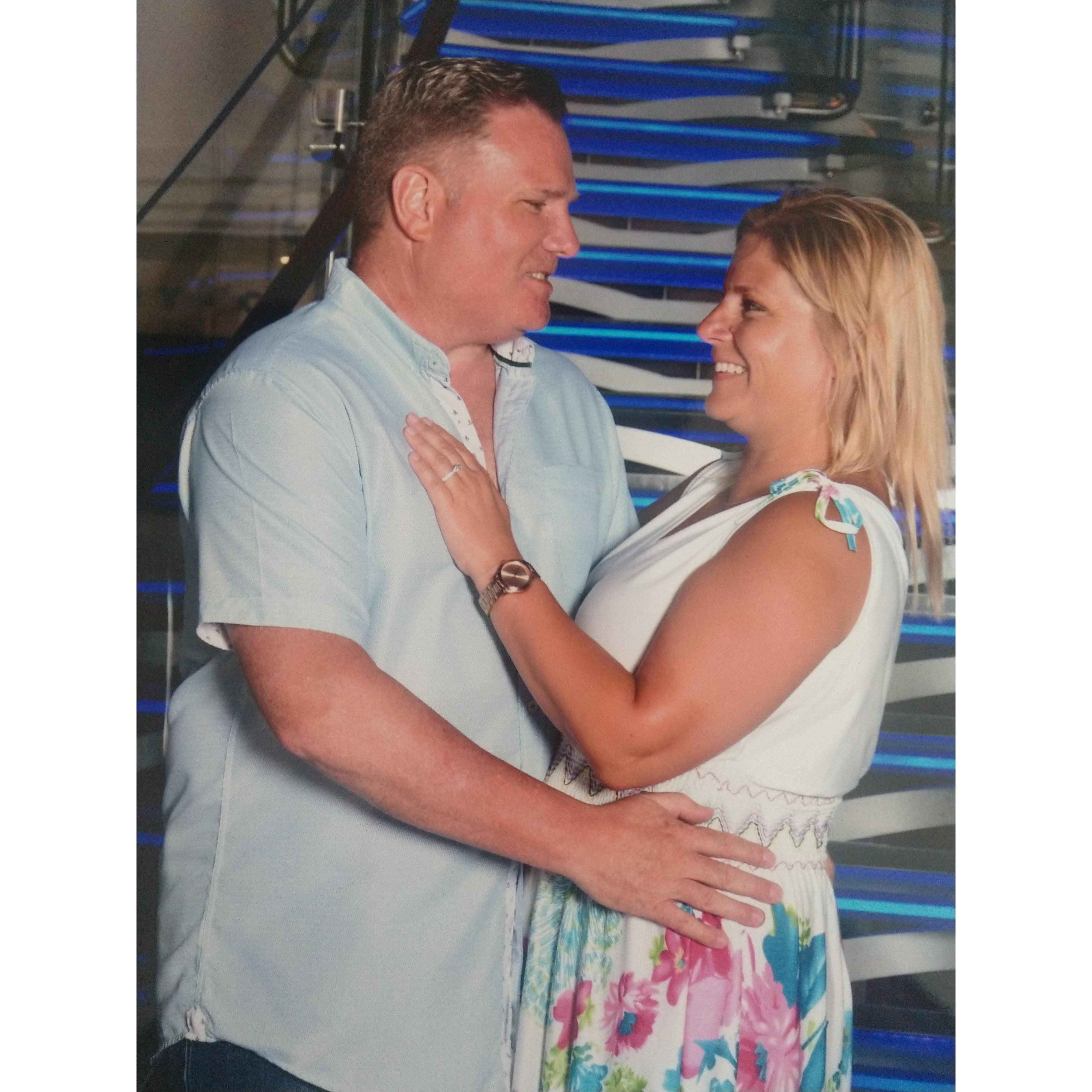 Our engagement photo taken on Norwegian Breakaway July 9th, 2019.