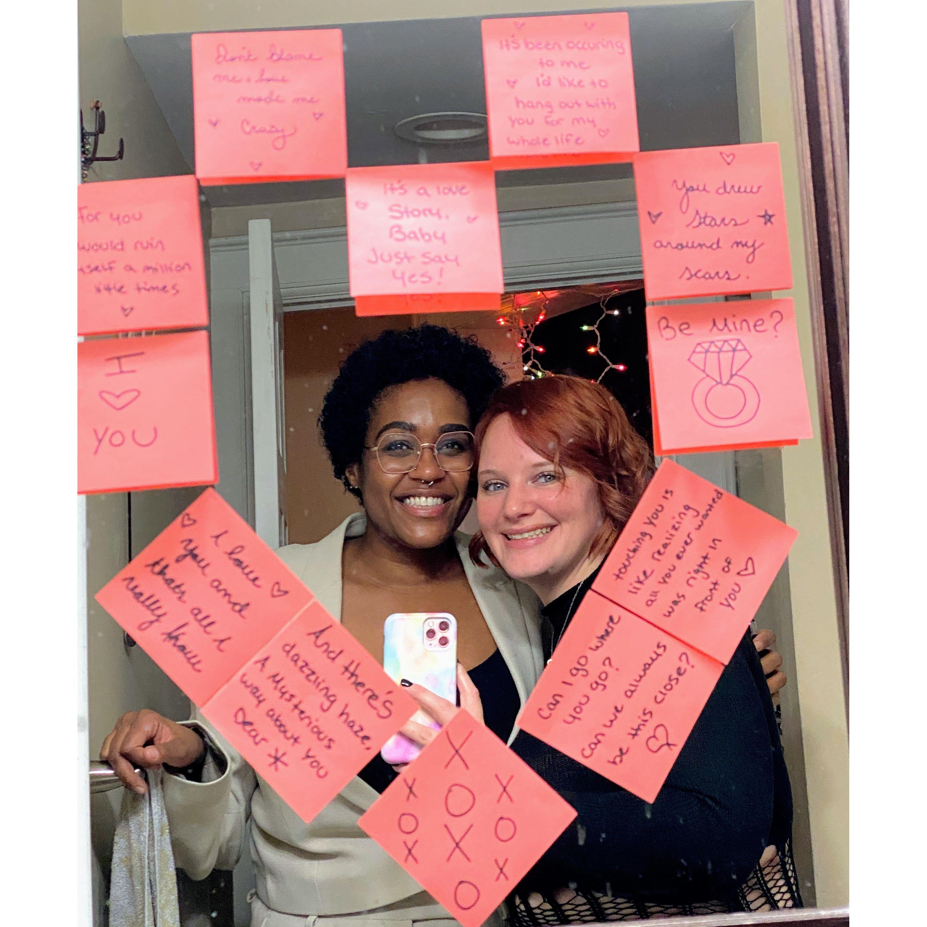taylor swift lyrics in a shape of a heart on our mirror? yes please.