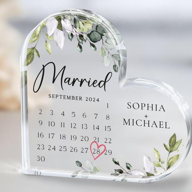 Personalized Wedding Gift, Married Calendar Acrylic Plaque, Wedding Gift for Couple, Married Plaque Gift for Couple, Wedding Keepsake Gift