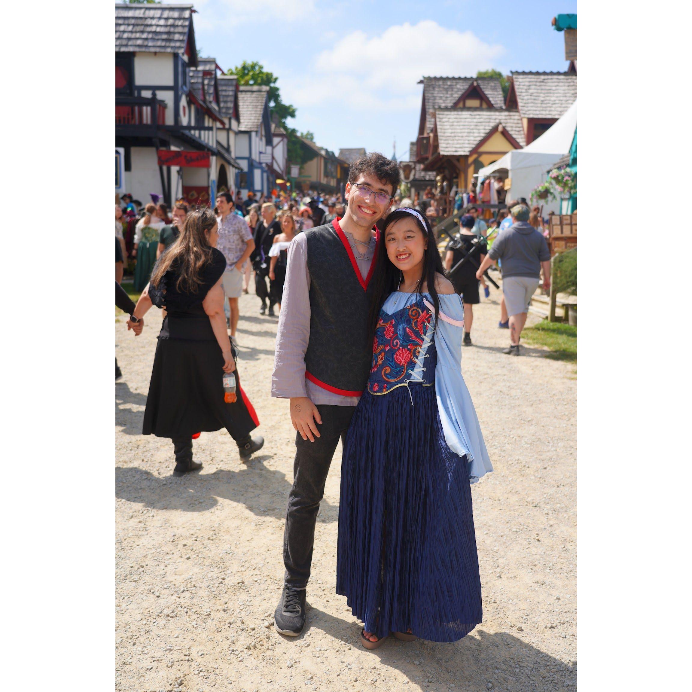 September 9, 2023 - Michael and Josie showing off their Renaissance Faire outfits. The two Disneybounded Kristoff and Anna from Frozen. Josie sewed Michael's vest and her own outfit for the occasion!