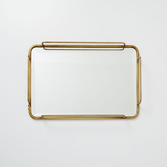 Fishs Eddy Gilded Cafe Mirror Tray, Small, 15" W x 10" L