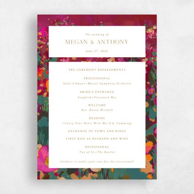 Wine, Red Wedding Program - Alta