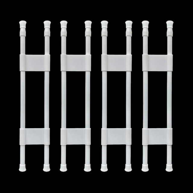 Reggory 4 Sets Double RV Refrigerator Bars, 15.8-27.6 Inches Non-Slip Adjustable RV Fridge Tension Rods, for Camper Refrigerator, Kitchen, Bookshelf, Cupboard-White