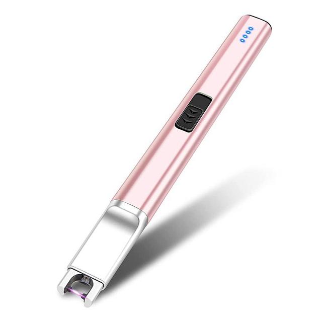 Candle Lighter USB Rechargeable Electric Arc Lighter Windproof Flameless Plasma Lighters Long Grill Lighter with Battery Indicator for Candle,BBQ,Kitchen,Fireworks