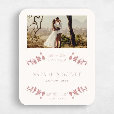 Pink Rounded Wedding Save the Date - Dianora Photo