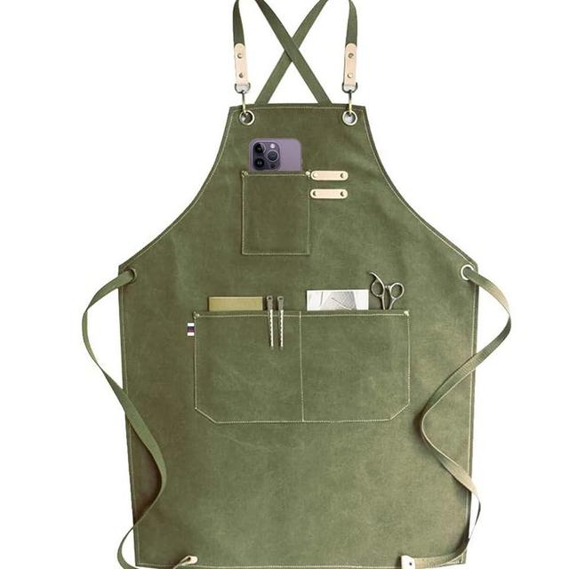 carrotez Chef Apron, Waterdrop Resistant Cotton Canvas Cross Back Adjustable Apron, M-XXL