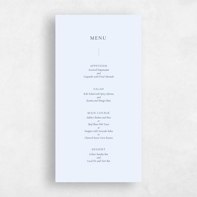 Light Sky, Blue Wedding Menu - Barnell