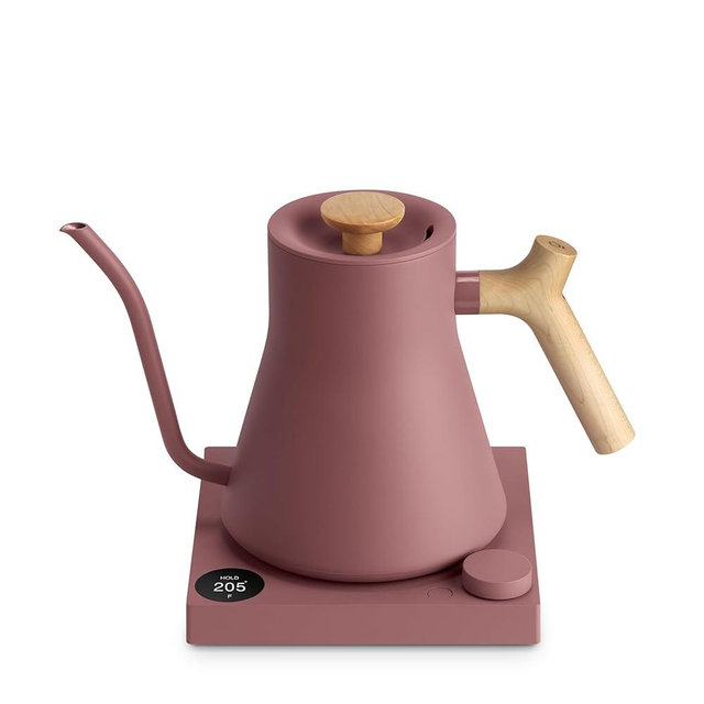 Fellow Stagg EKG Pro Electric Gooseneck Kettle - Pour-Over Coffee and Tea Pot, Stainless Steel, Quick Heating, Desert Rose with Maple Wood Handle, 0.9 Liter
