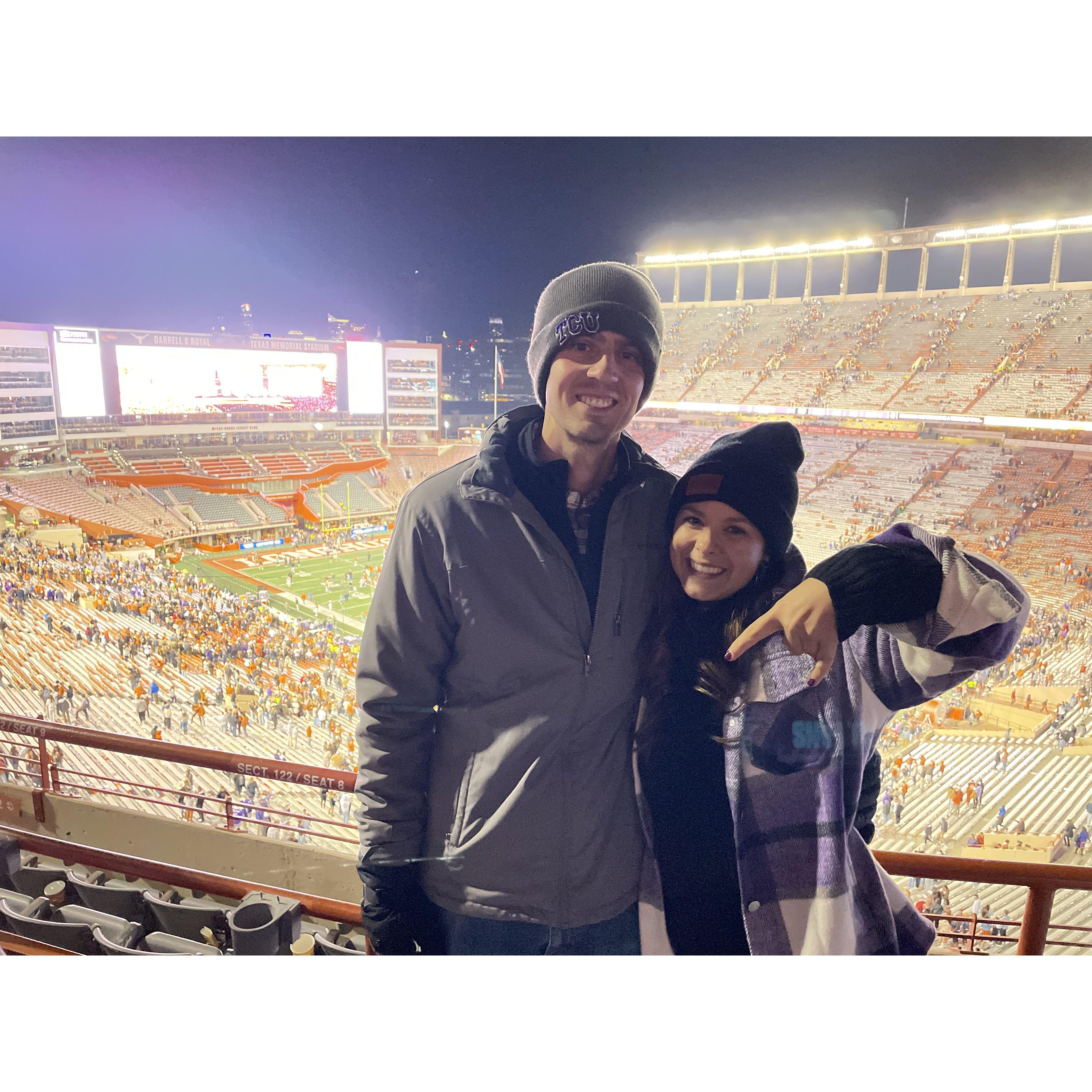 We traveled to the burnt orange city, Austin for a UT vs. TCU game. Horns Down!!!