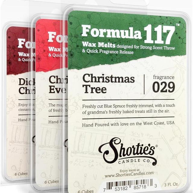 Formula 117 Dicken's Christmas, Christmas Eve & Tree Scented Wax Melts Variety Pack - 3 Highly Scented 3 Oz. Bars - Made With Natural Oils