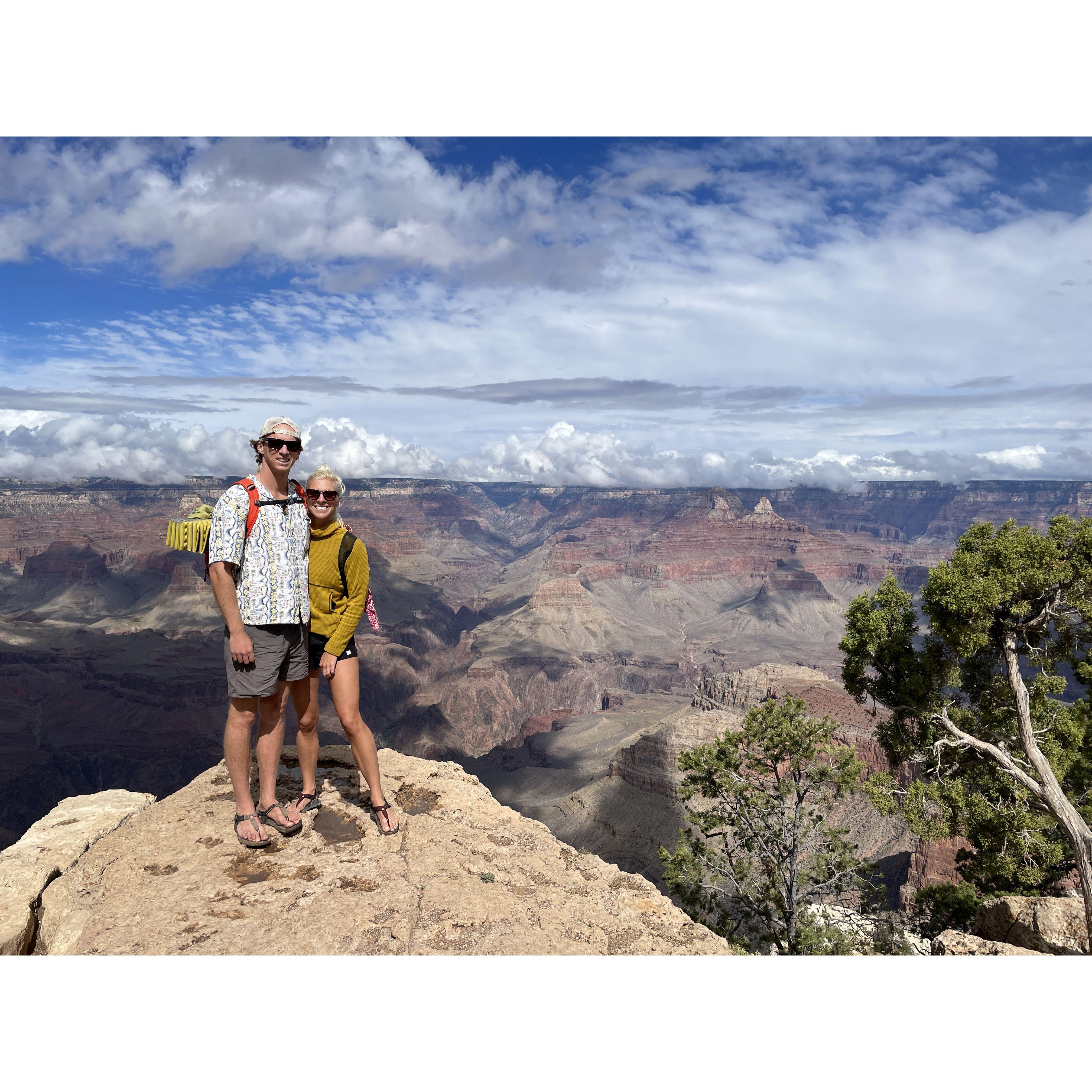 Visiting the Grand Canyon in 2021, just days before Zach proposed 💍🙀