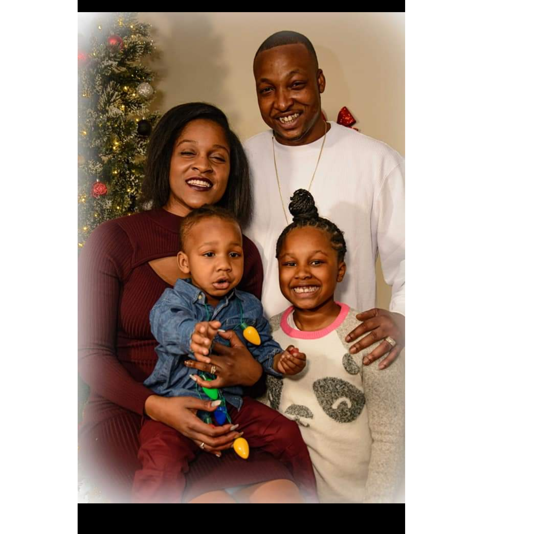 Family christmas pictures. Derrick Jr, Amoni Harris, Derrick Sr, Jalena Belle