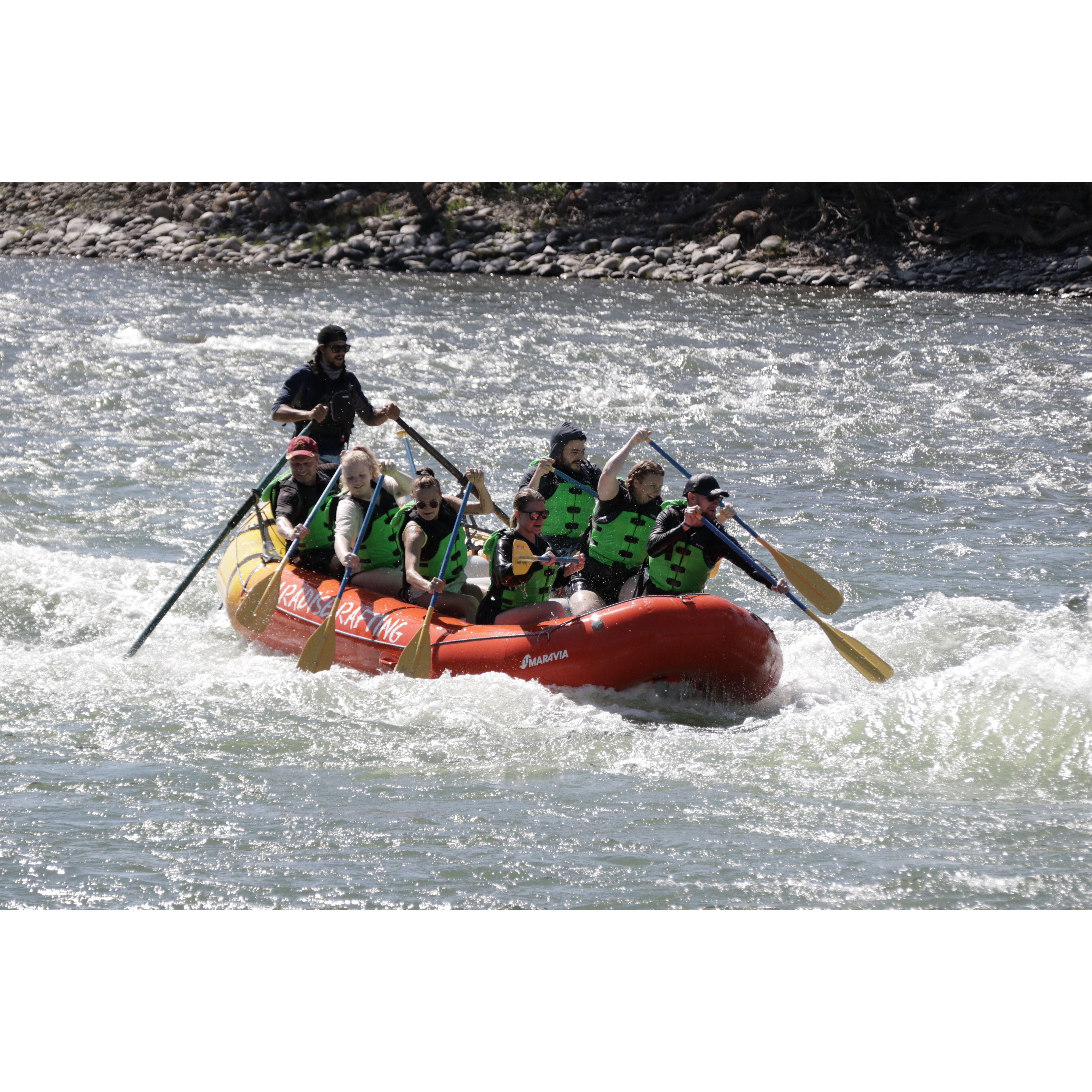 Michael was not messing around with the sun protection. Rafting the Yellowstone river.