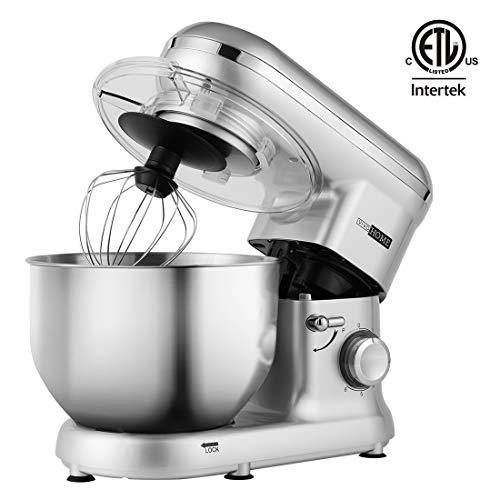 VIVOHOME Stand Mixer, 650W 6-Speed 6-Qt. Tilt-Head Kitchen Electric Food Mixer with Beater, Dough Hook and Wire Whip, Silver, ETL Listed