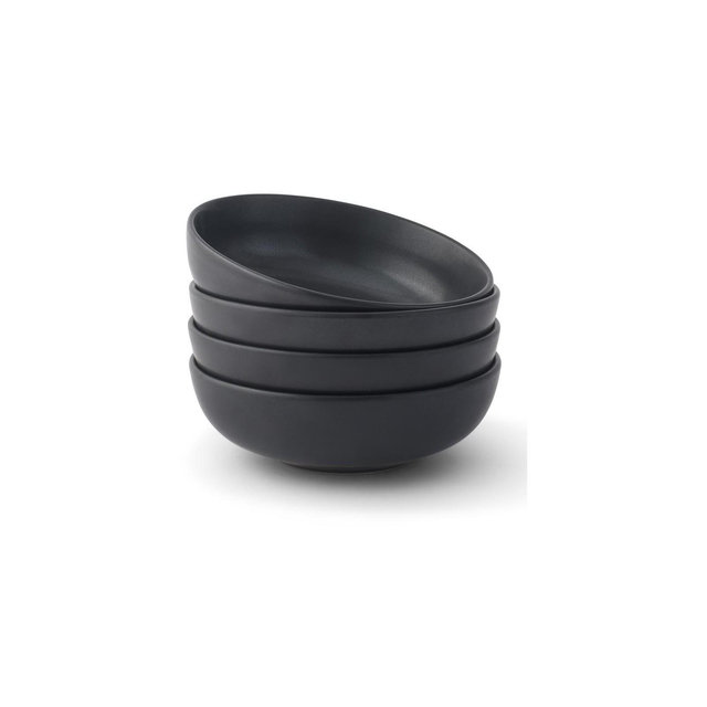 JoyJolt Mesa 4-Piece Stoneware Pasta Bowls Set – 30oz – Matte Black