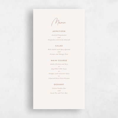 Light Oatmeal, Beige Wedding Menu - Seaview