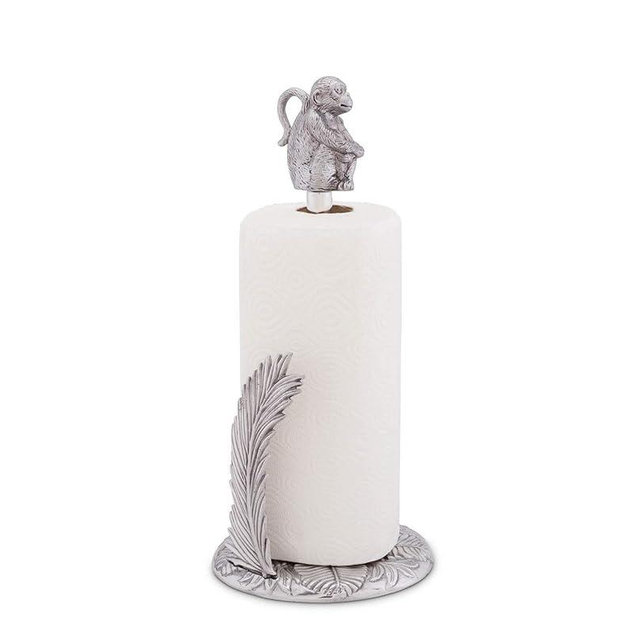 Arthur Court Aluminum Monkey Countertop Paper Towel Holder Standing 15 inch Standing Tall