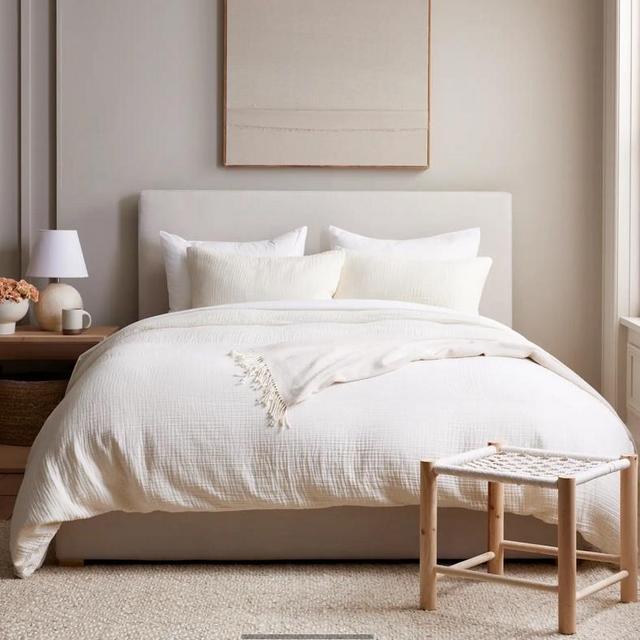 Organic Airy Gauze Duvet Cover | Quince Color: Undyed Full/Queen