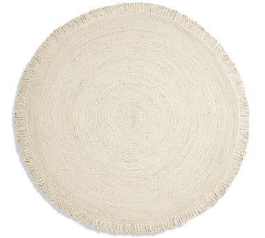 Fringed Braided Round Jute Rug - 6'