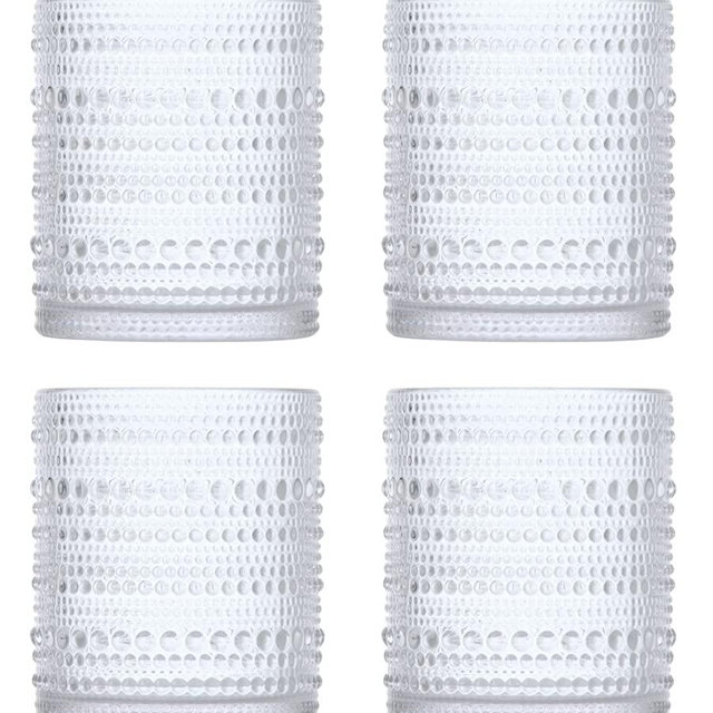 Fortessa Jupiter Vintage Glassware Collection, Double Old Fashioned Cocktail Glass 4 Pack, Clear, DOF 4 Pack (10 Ounce)