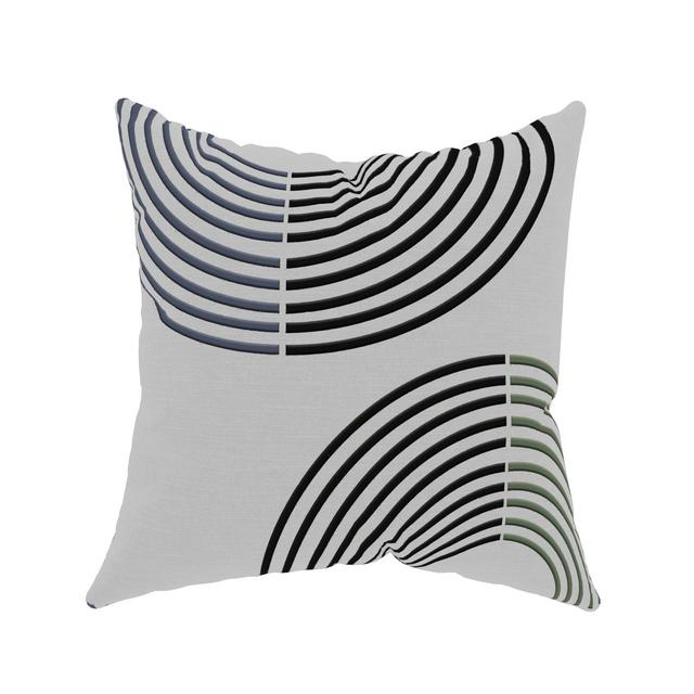 Decorative Throw Pillow Cover, 18” x 18”, Gray, Semi Circle Geometric Pattern on Textured Poly Velvet Creating an Effortlessly Modern Sense of Style for Living Room, Bed, and Sofa
