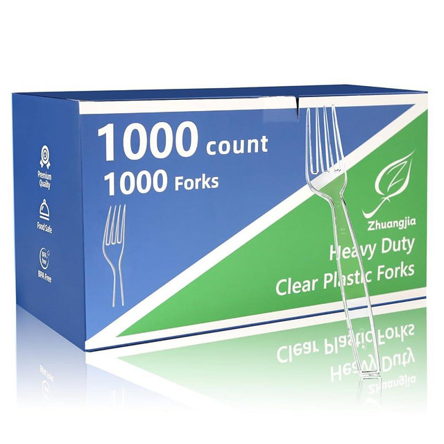 1000 Count Extra Heavy Duty Clear Plastic Forks Disposable, BPA-Free, Heat Resistant, Durable Disposable Forks Bulk for Catering & Events - Plastic Forks heavy duty for Party Supplies