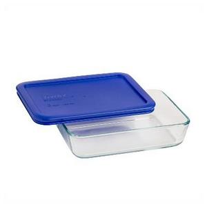 Pyrex 3 Cup Rectangle Glass Storage Container Blue