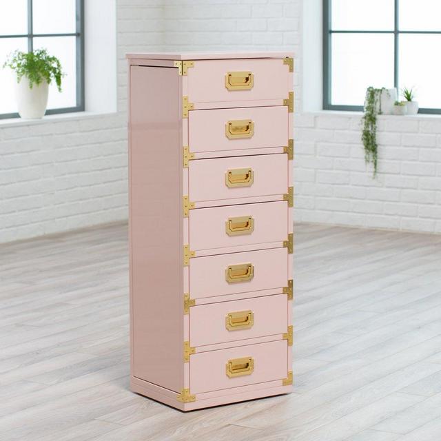 Belham Living Campaign Trunk Jewelry Armoire - High Gloss Blush