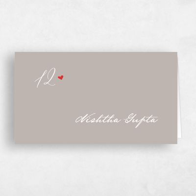 Greige, Brown Wedding Place Card - Estate