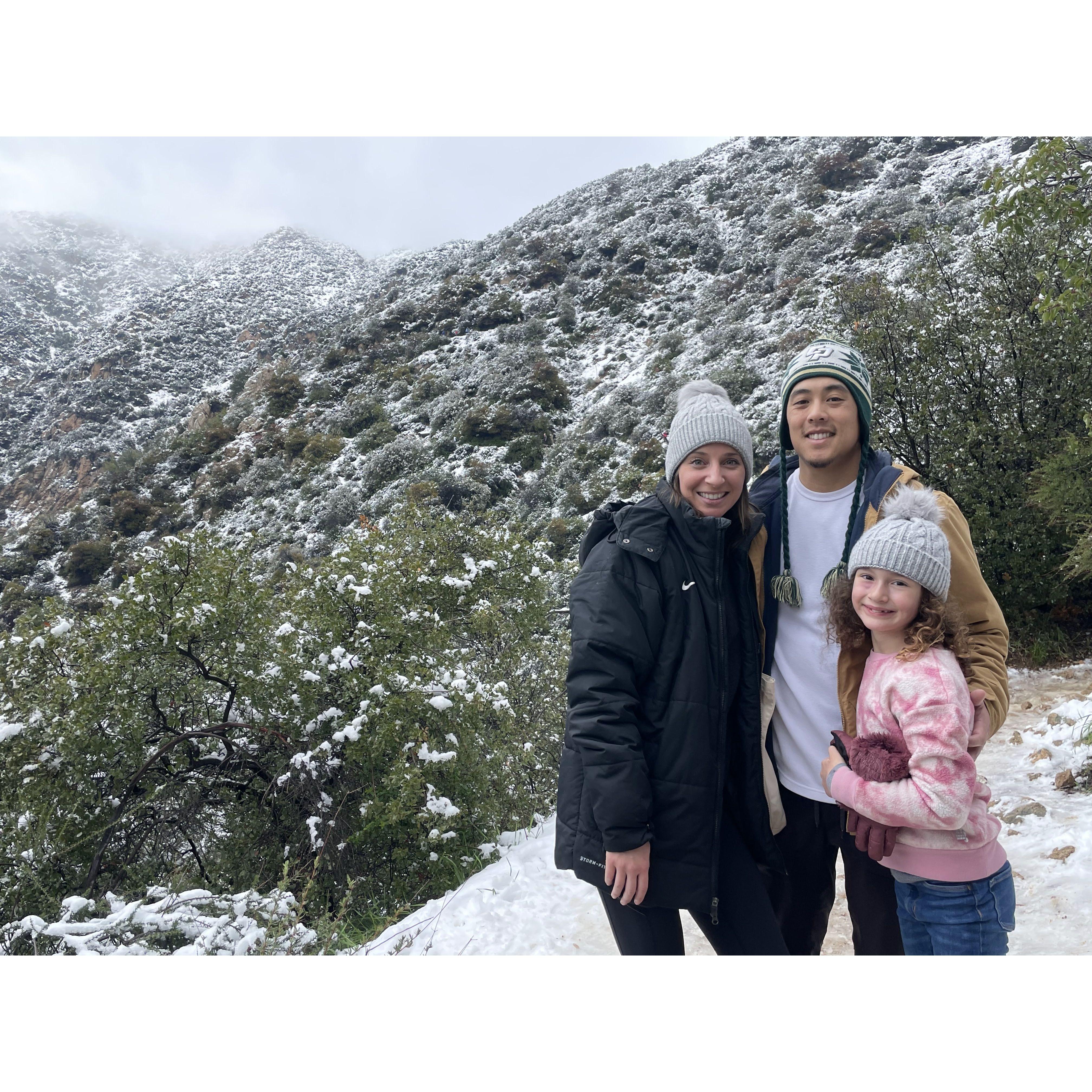 Our first snow hike with Gianna. Gianna made it all 6 miles!