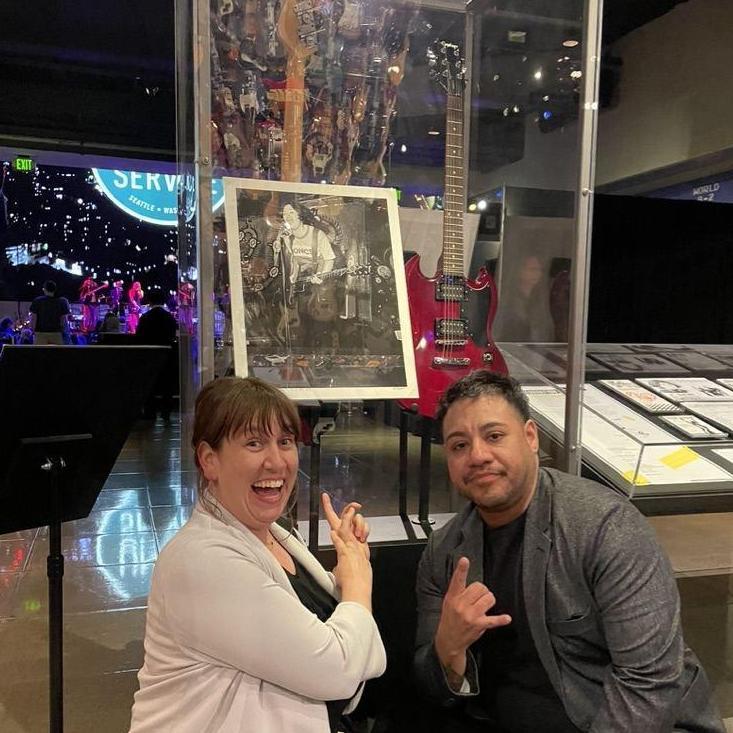 At the Riotgrrl exhibit in Seattle, WA, posing with Carrie Brownstein's SG from Excuse 17