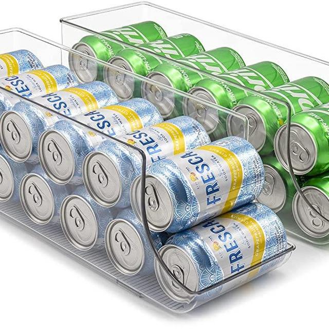 Sorbus Soda Can Organizer for Refrigerator - 12 Can Drink Dispenser Rack, Fridge Pantry & Freezer Rotation System for Beverages, Coke, Sprite, Seltzer, Beer, Cider, and More (2)