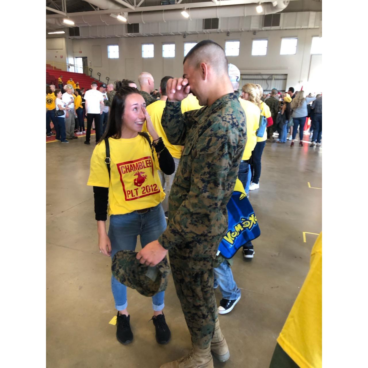 First time getting to see each other since he left for boot camp. The first thing he said besides how he missed me was he doesn't remember me being this short... Typical Alex