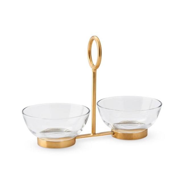 Antique Brass and Glass Condiment Dish