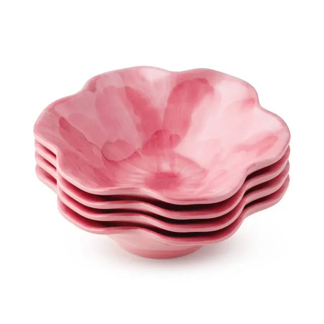 Certified International 16oz Wildflower 3D Floral Melamine All Purpose Bowls Pink