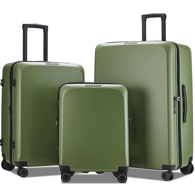 VERAGE Freeland 3 Piece Luggage Sets with X-Large Spinner Wheels, Expandable Hardshell Luggage Sets, Travel Suitcase Set TSA Approved (20/24/29-Inch, Green)