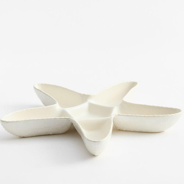 Pearlescent Starfish Stoneware Multi-Condiment Server - White