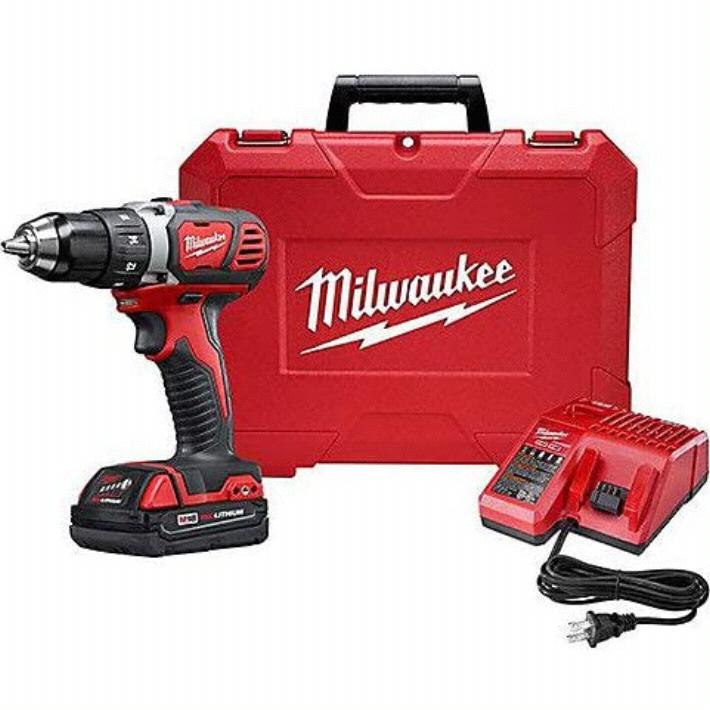 Milwaukee 2607-21CT Tool M18 Lithium-Ion Cordless 1/2-inch Hammer Drill Driver Kit with 1.5Ah Battery, Charger and Hard Case
