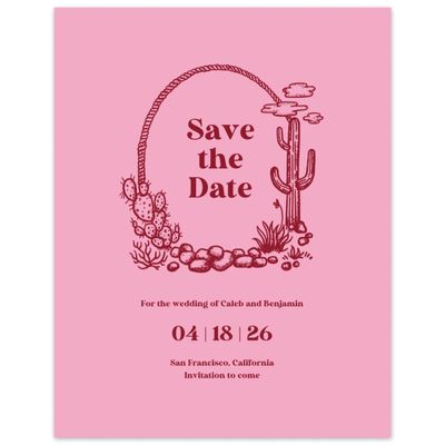 Flamingo, Pink Wedding Digital Save the Date - Avondale Portrait