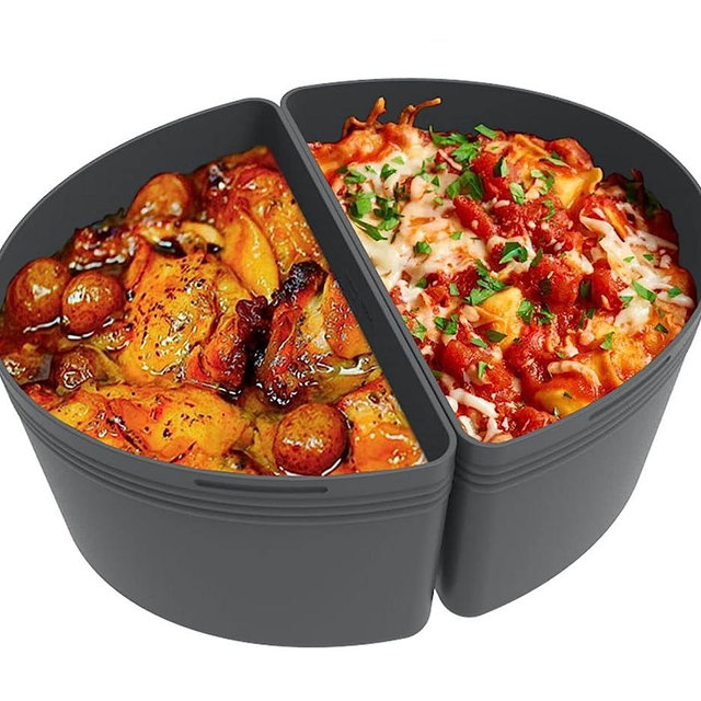 FROVEN Compatible for Crock Pot Dividers Inserts 6 QT Slow Cooker Silicone Liners Oval Shape, Reusable, Leak-proof, Dishwasher Safe Divider for all 6 Quart Crockpot Cookers Accessories