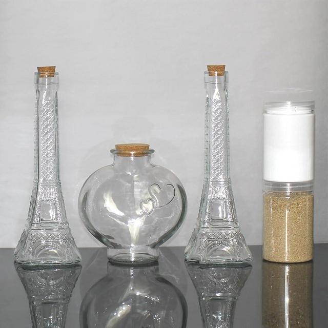 Mengmall Sand Ceremony Kit for Wedding Unity Set Weddings Handmade Decorative Vases (Brown and White Sand Included)
