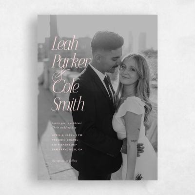 Blush, Pink Wedding Invitation - Marion Photo