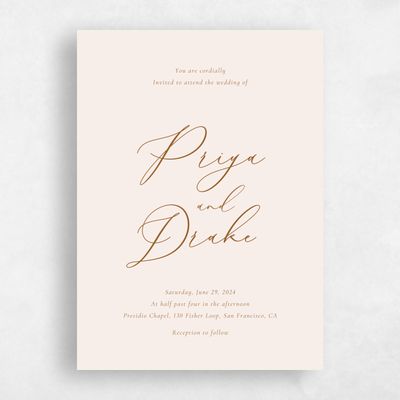 Linen, Beige Wedding Invitation - Merlo Portrait